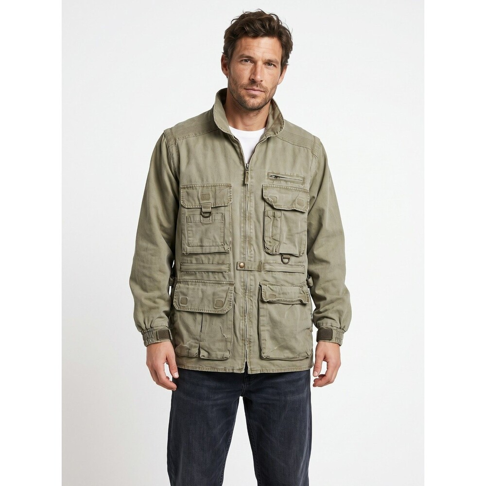 Rothco Outback Trailblazer Jacket Mens L Khaki Green Stonewashed Canvas Utility